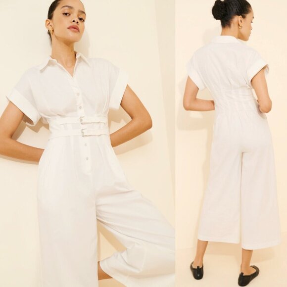 Exquise Belted Tobie Jumpsuit in White / Off White Size Small